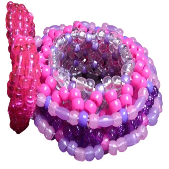 Kandi 3D Cage Cuff-With A Clear Pink Heart -Valentine Kandi Bracelet-Handmade - Picture 3 of 8